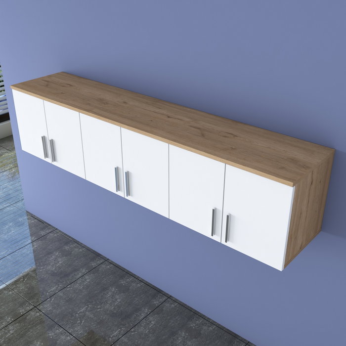 Hanah Home EA114 - 2720 Estantería de Pared Nogal y Blanco 180 cm
